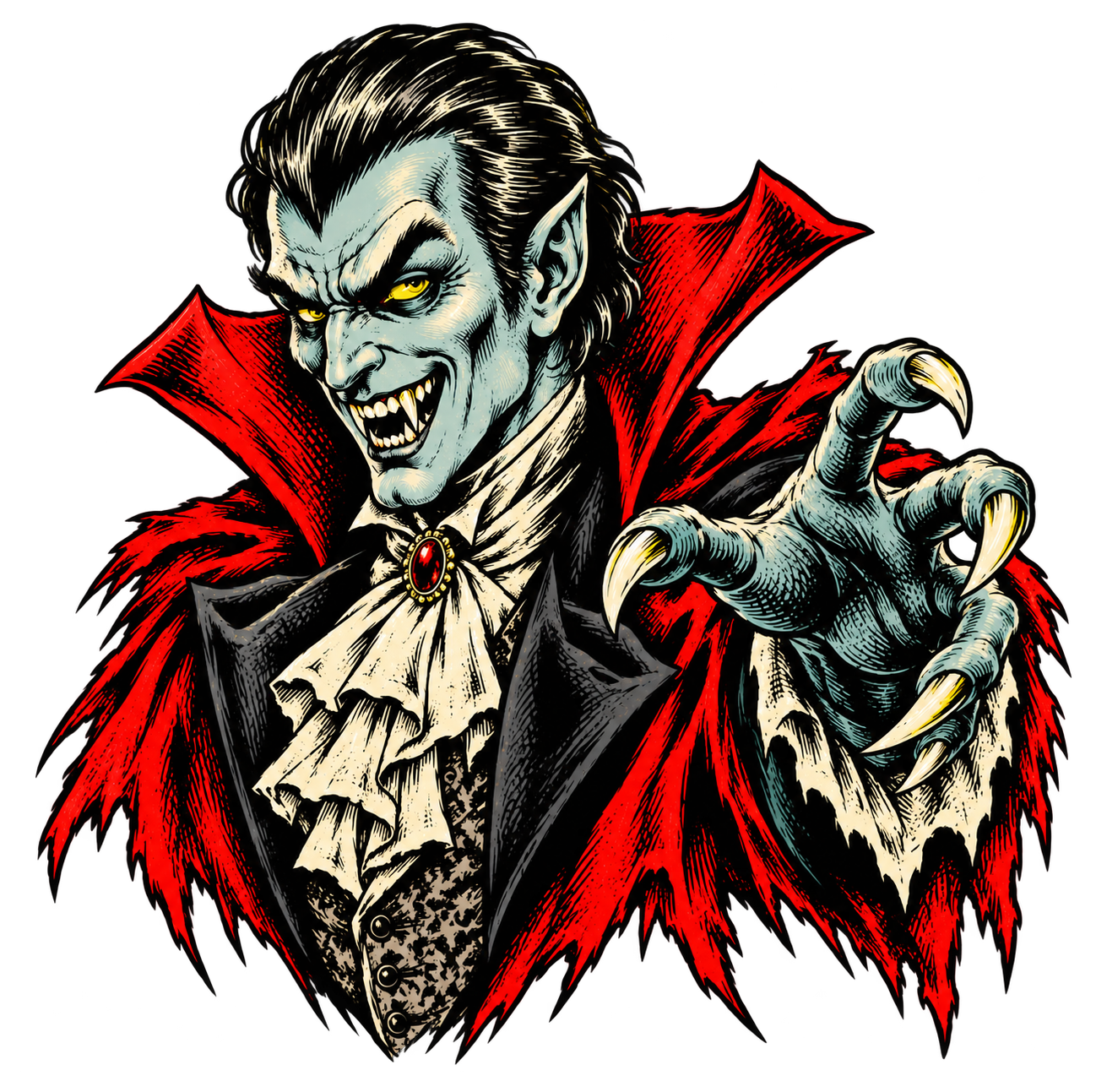 Preview for Vintage Vampire Sticker Graphic For Halloween Designs