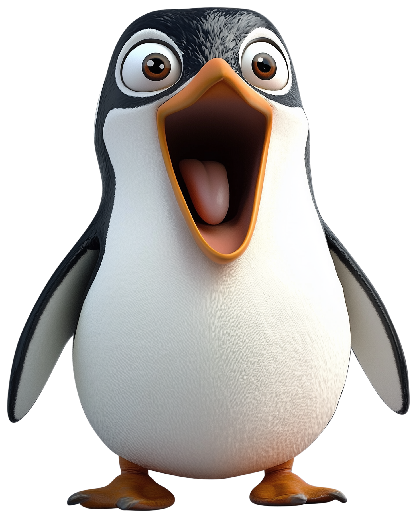 A cute cartoon penguin emoji with open beak and rounded wings.