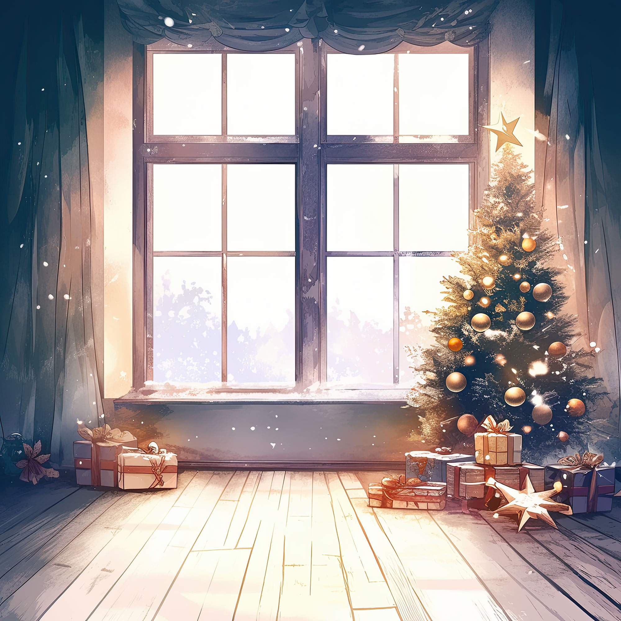 Preview for Christmas-by-the-window-christmas-backdrop-background-a147b