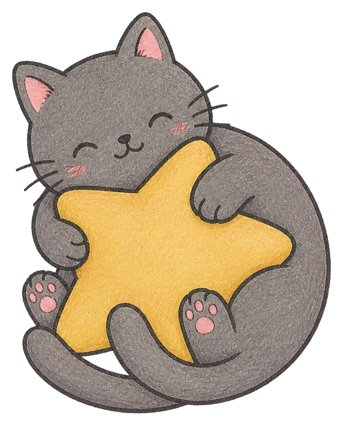 Preview for Kawaii Cat With Star Pillow Sticker