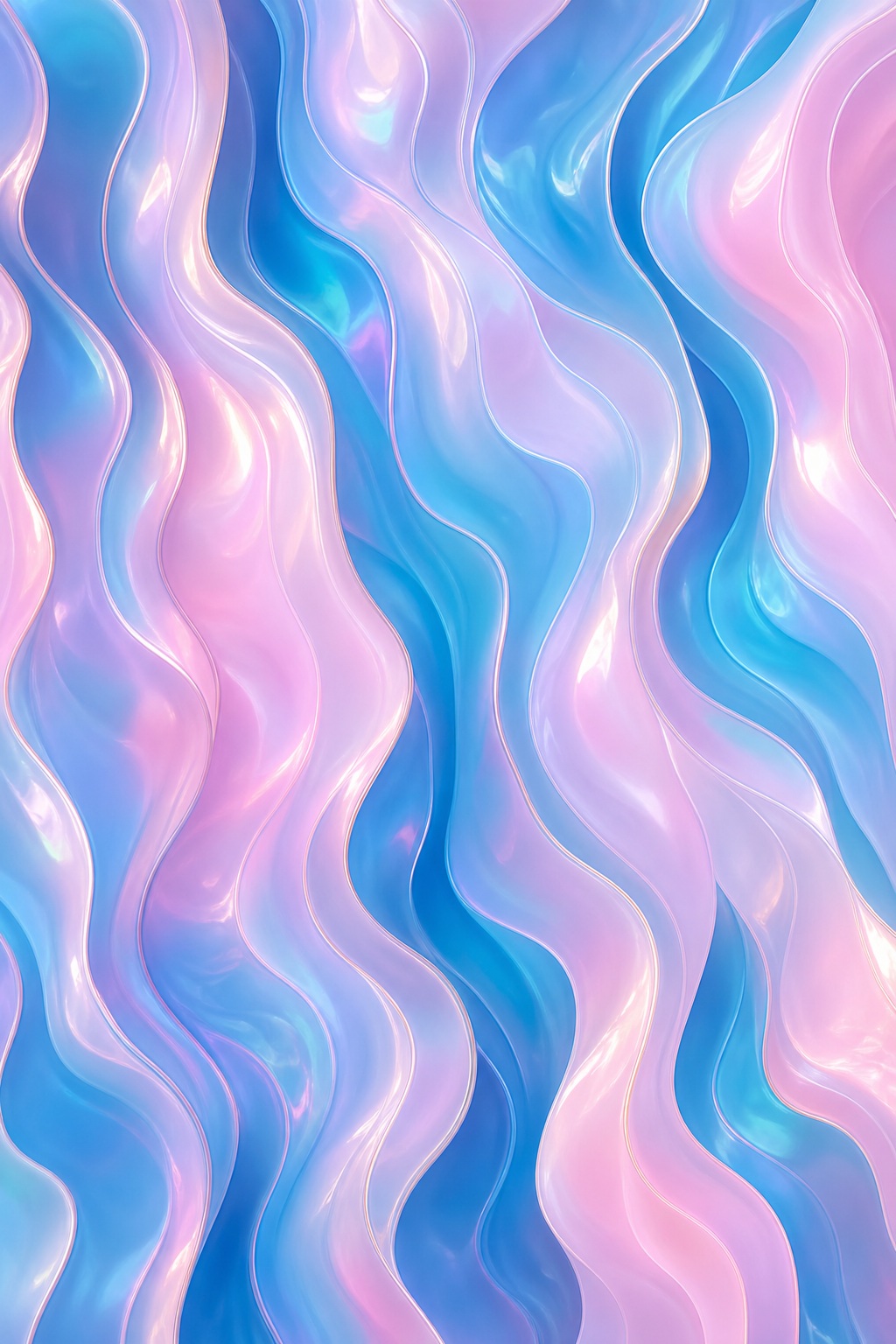 Pink and blue layered abstract waves with a soft iridescent shimmer