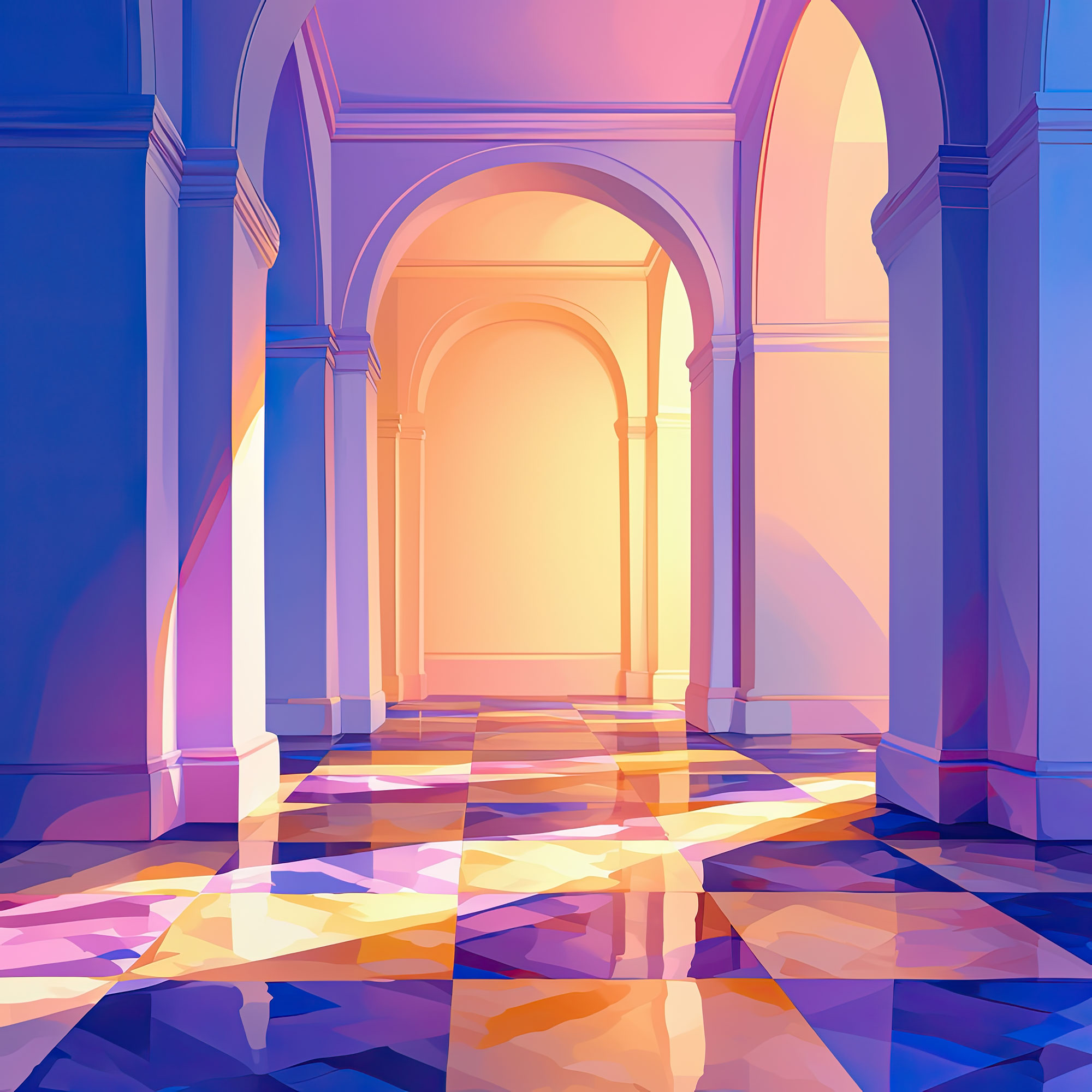 Preview for Sunlit-hallway-archway-art-abstract-backdrop-background-347e5