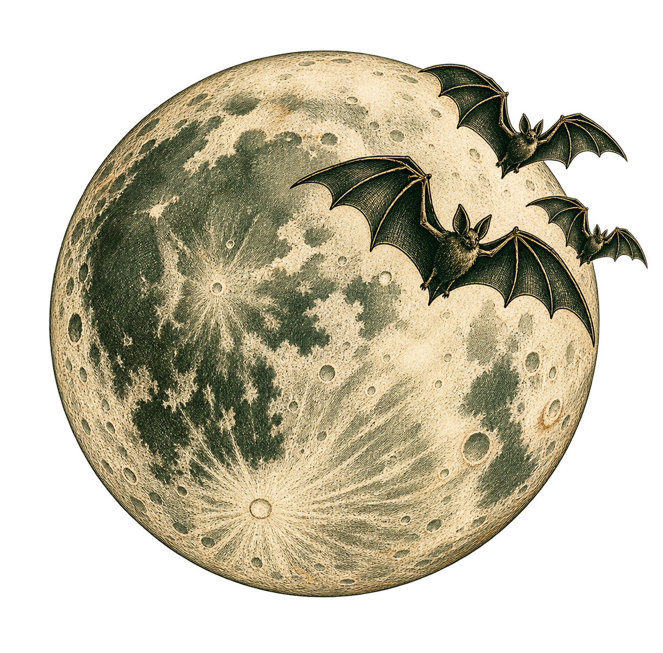 Preview for Antique Harvest Moon Gothic Bats Sticker