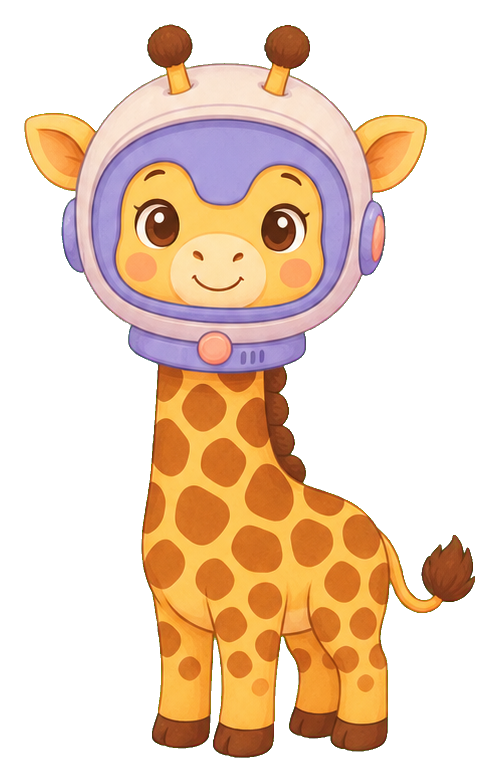 Cute giraffe wearing an astronaut helmet on a transparent background