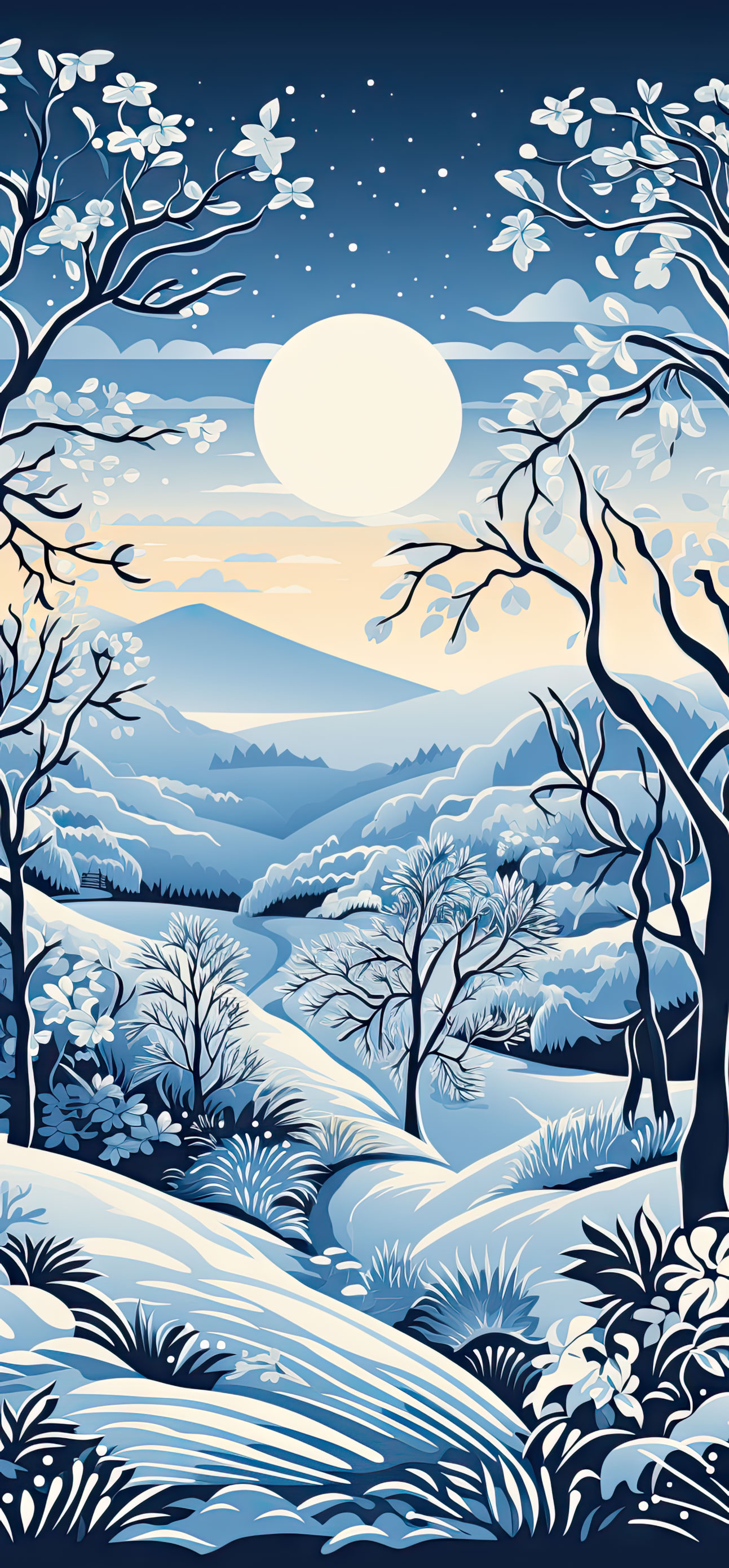 Preview for Winter-night-landscape-christmas-phone-background-0ad39