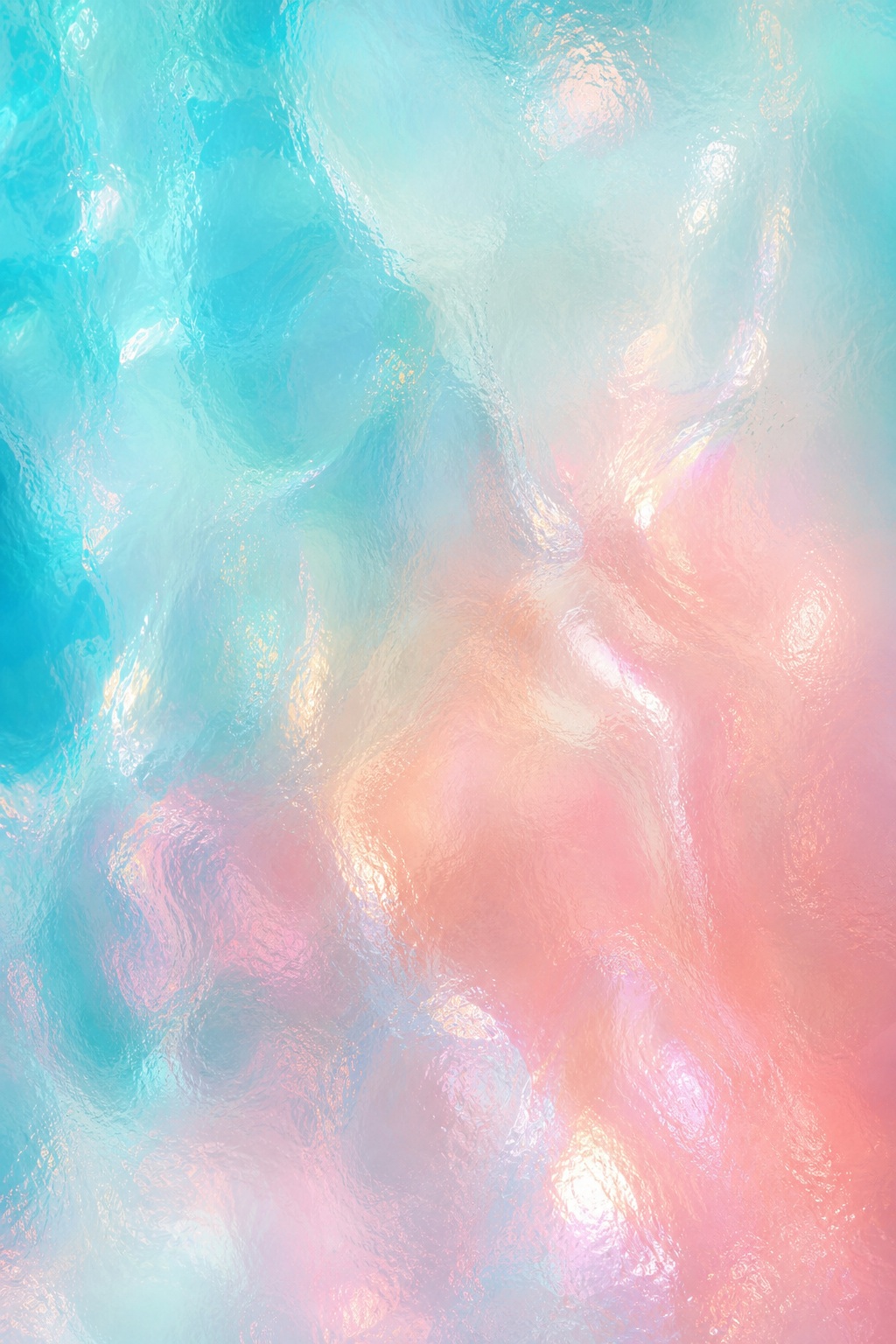 Abstract aqua and blush gradient with soft blurred glassmorphism texture.