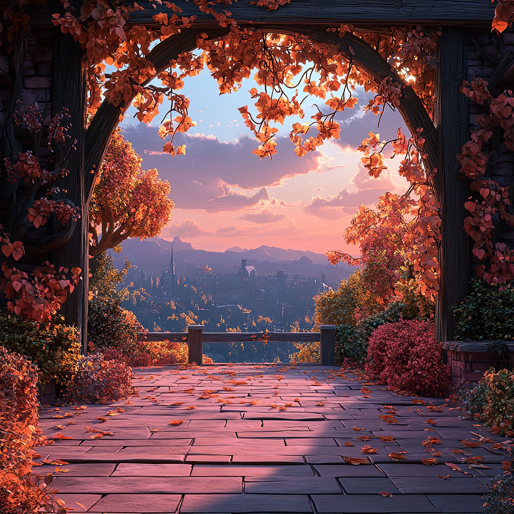 Preview for Serene-autumn-archway-landscape-interior-backdrop-background-106e5
