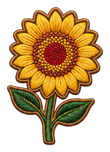 Preview for Embroidered Golden Sunflower Sticker