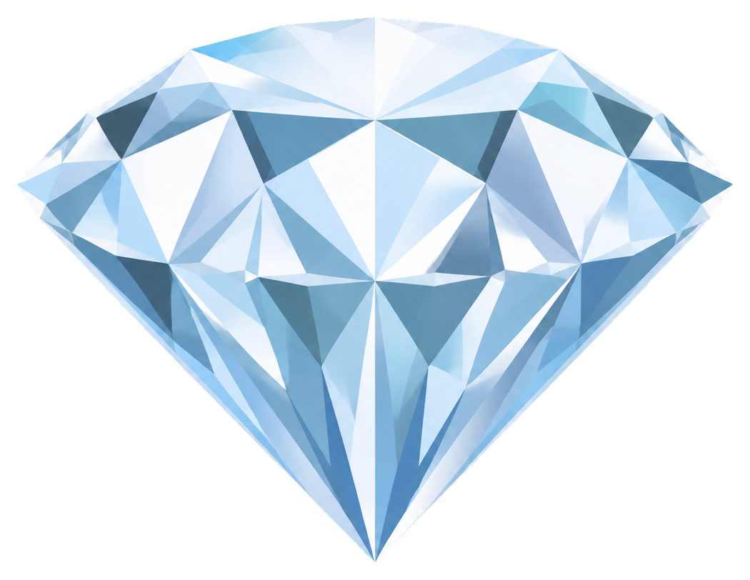 Faceted brilliant-cut diamond gem with a light blue tint.