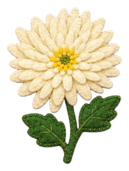 Preview for Ivory Chrysanthemum Felt Applique Sticker
