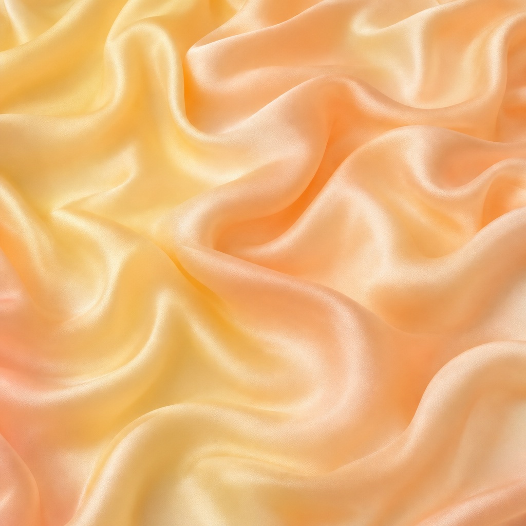 Soft butter peach silk fabric folds with smooth cloudlike waves