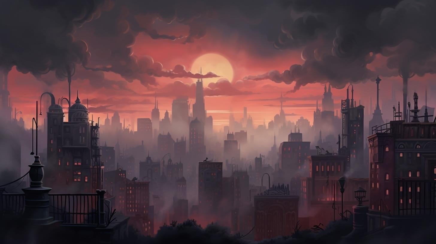 Preview for Moody City Skyline Dusk Background