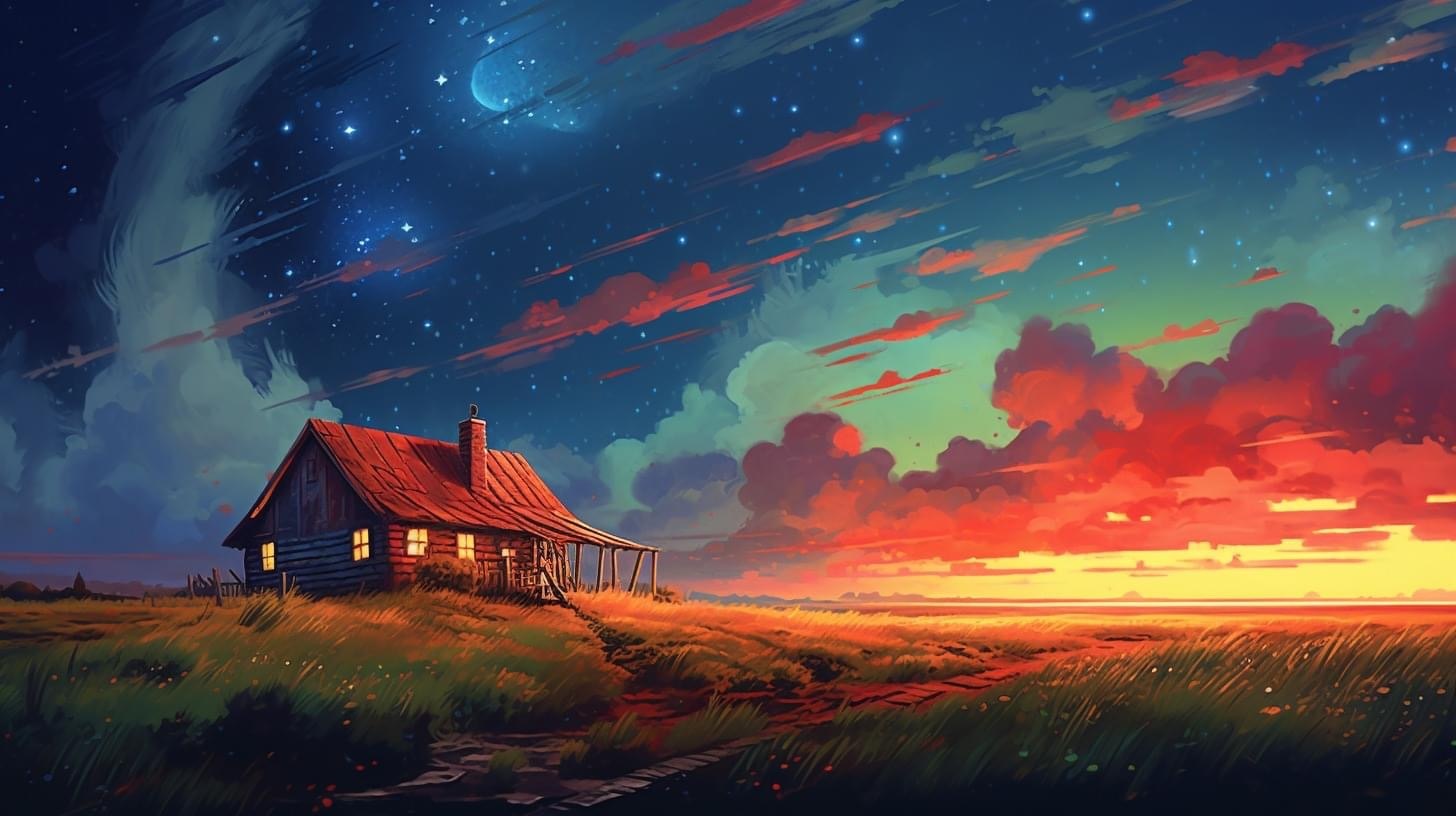 Preview for Sunset Town Landscape Stock Background