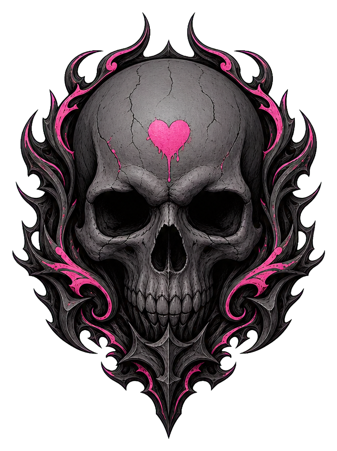 Preview for Skull Heart Sticker For Dark Pink Designs