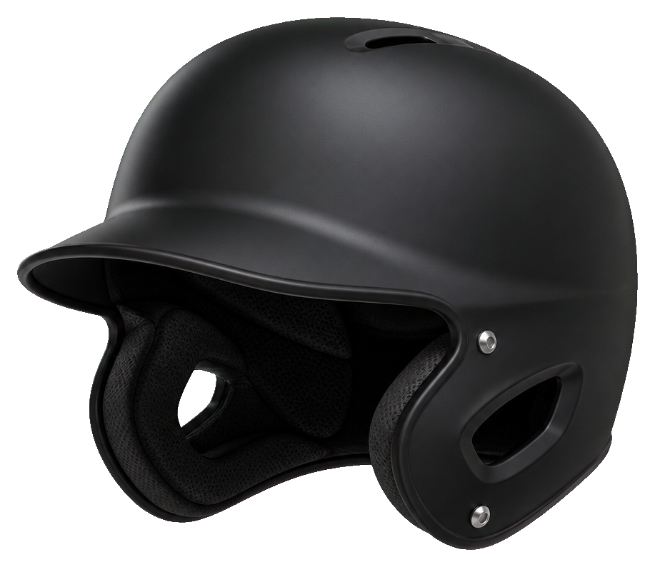 Black plain sports helmet sticker shown at a three-quarter angle.