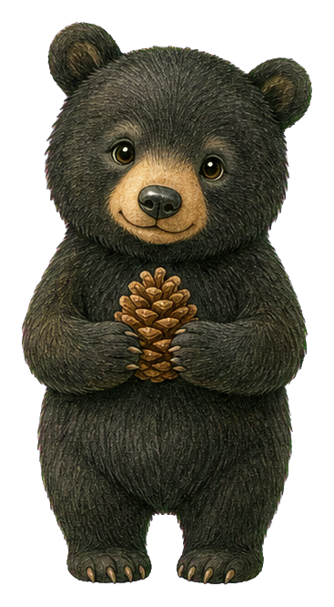 Preview for Black Bear With Pine Cone Sticker