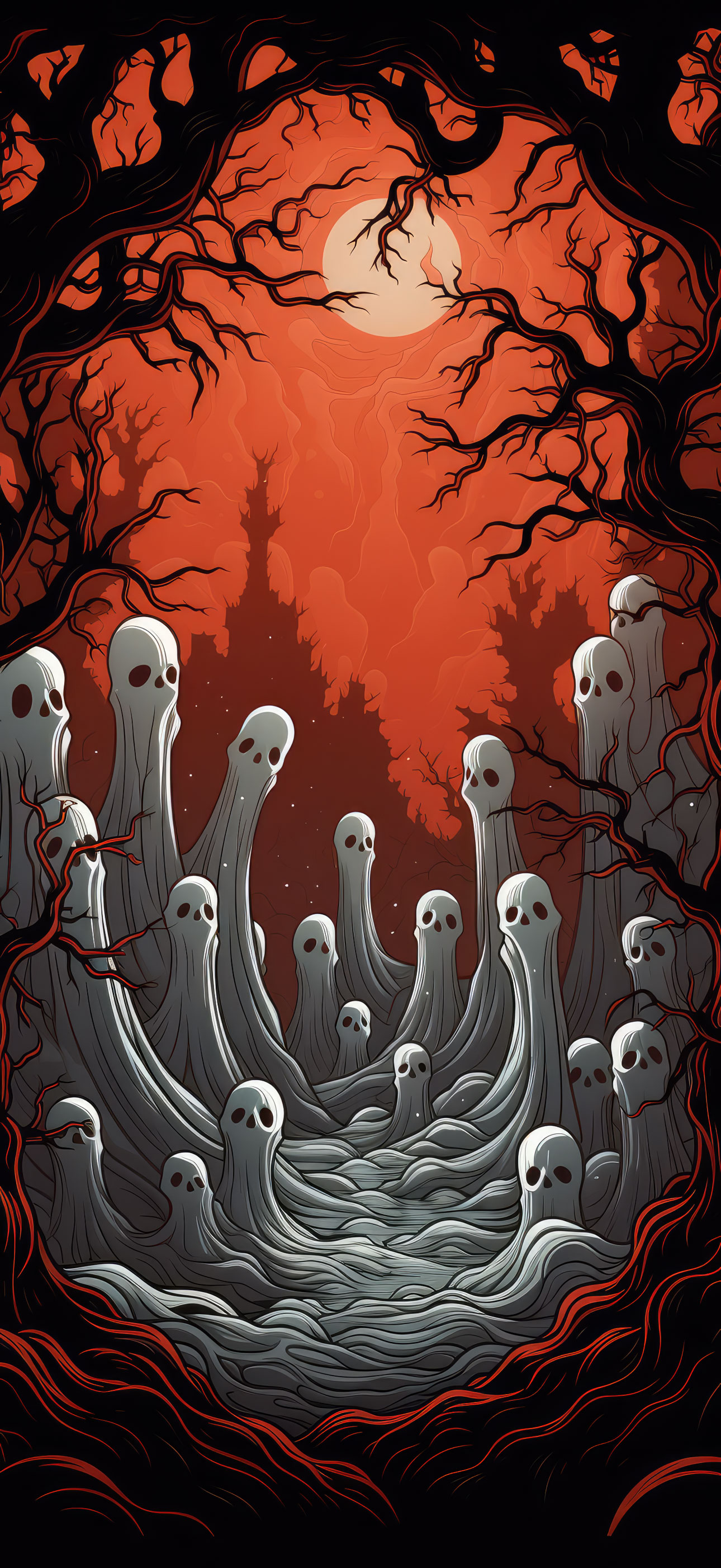 Preview for Spooky-ghostly-gathering-halloween-phone-background-f057e