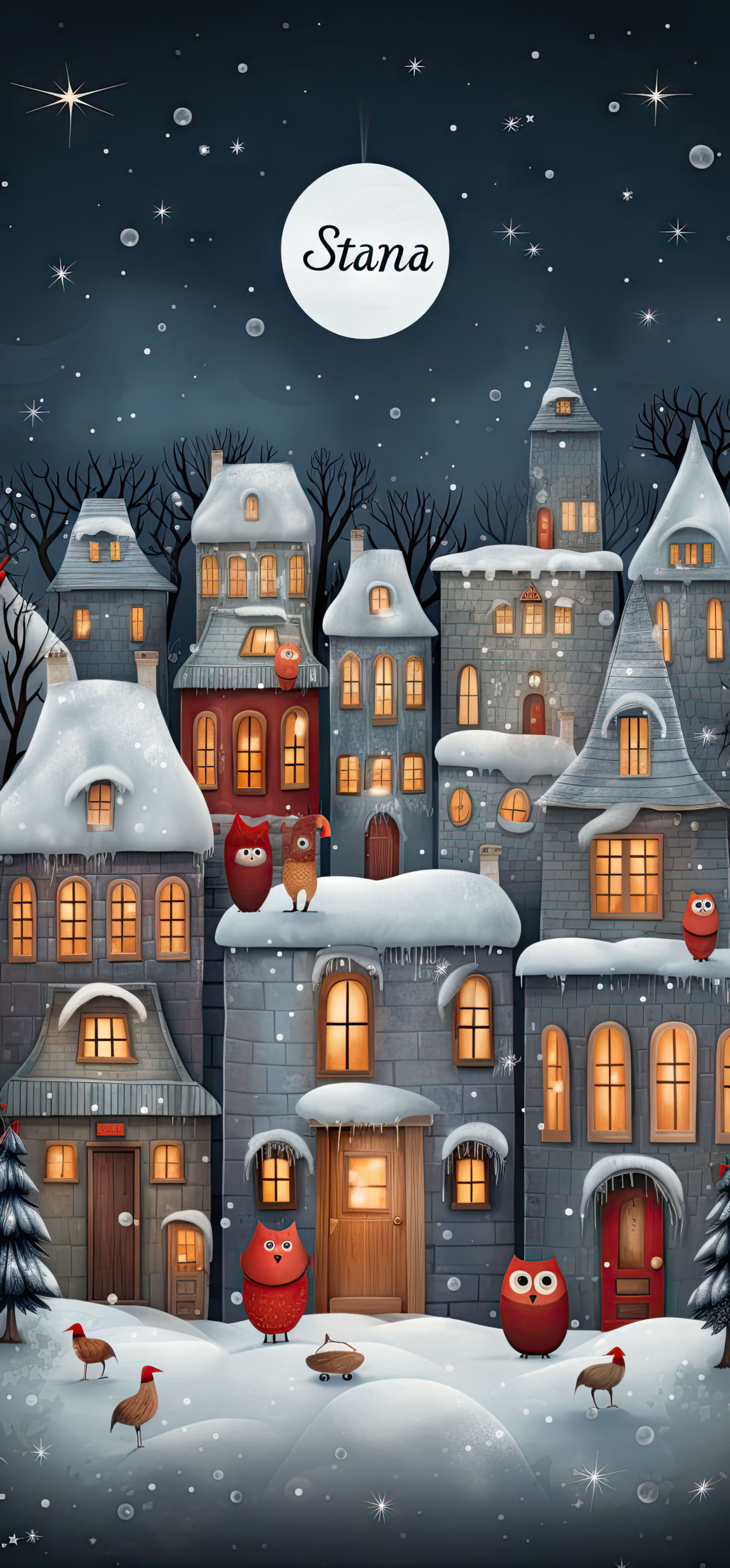 Preview for Whimsical-winter-village-scene-christmas-phone-background-8a017