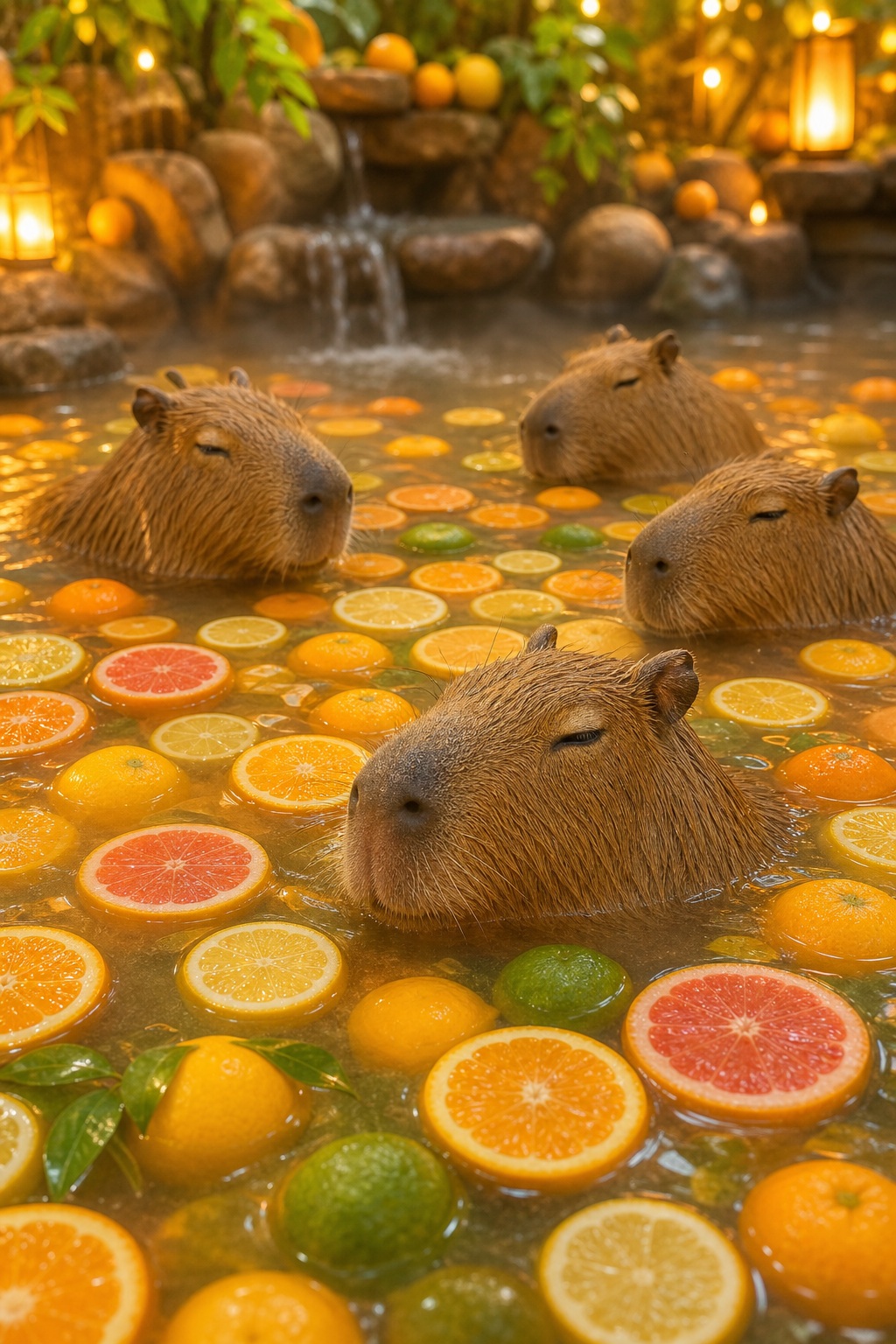 Preview for Capybara Citrus Bath Stock Background