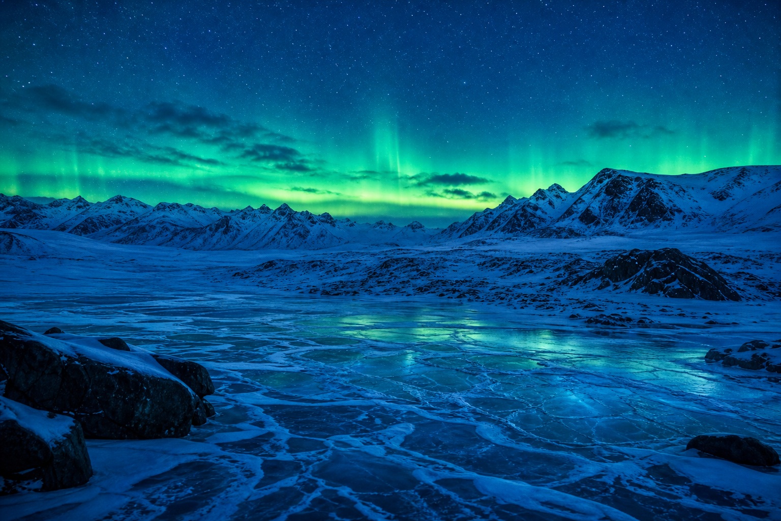 Preview for Aurora Night Mountain Background