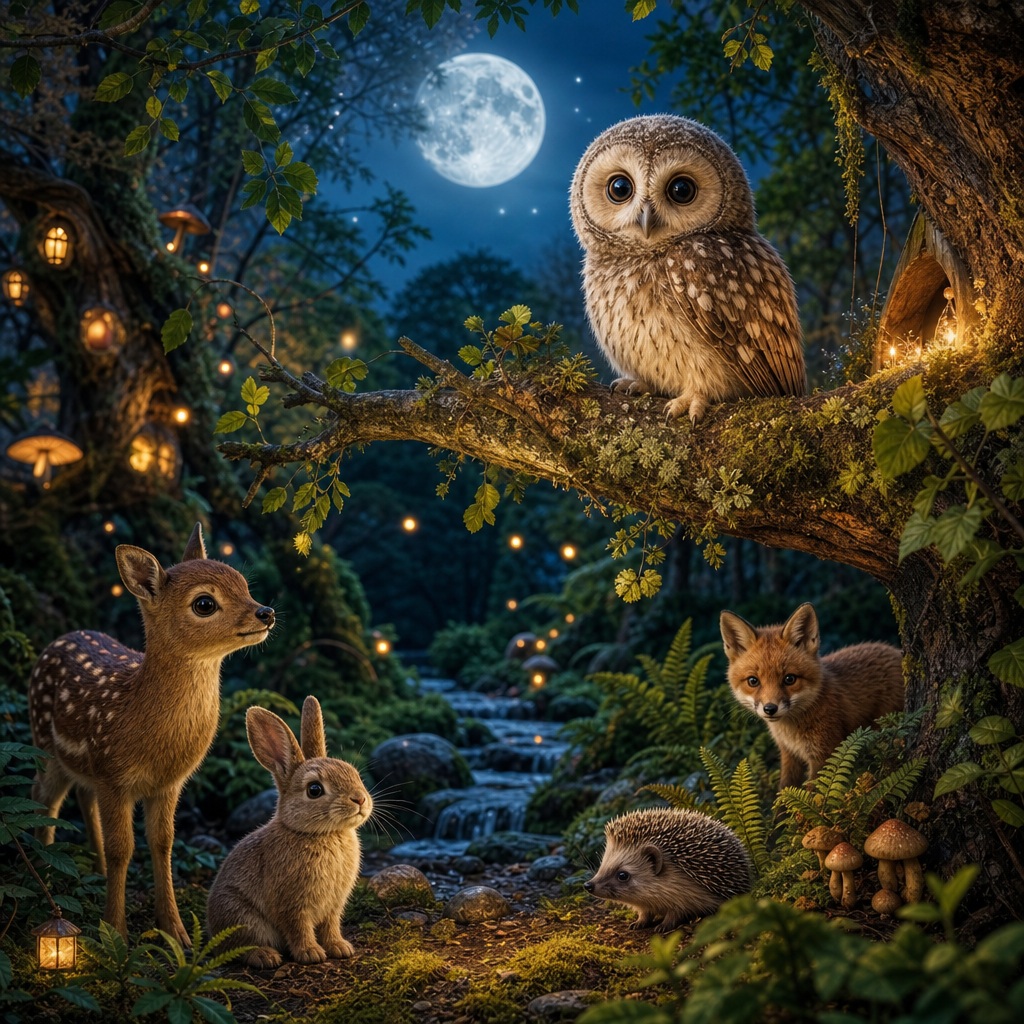 Preview for Whimsical Owl Forest Background