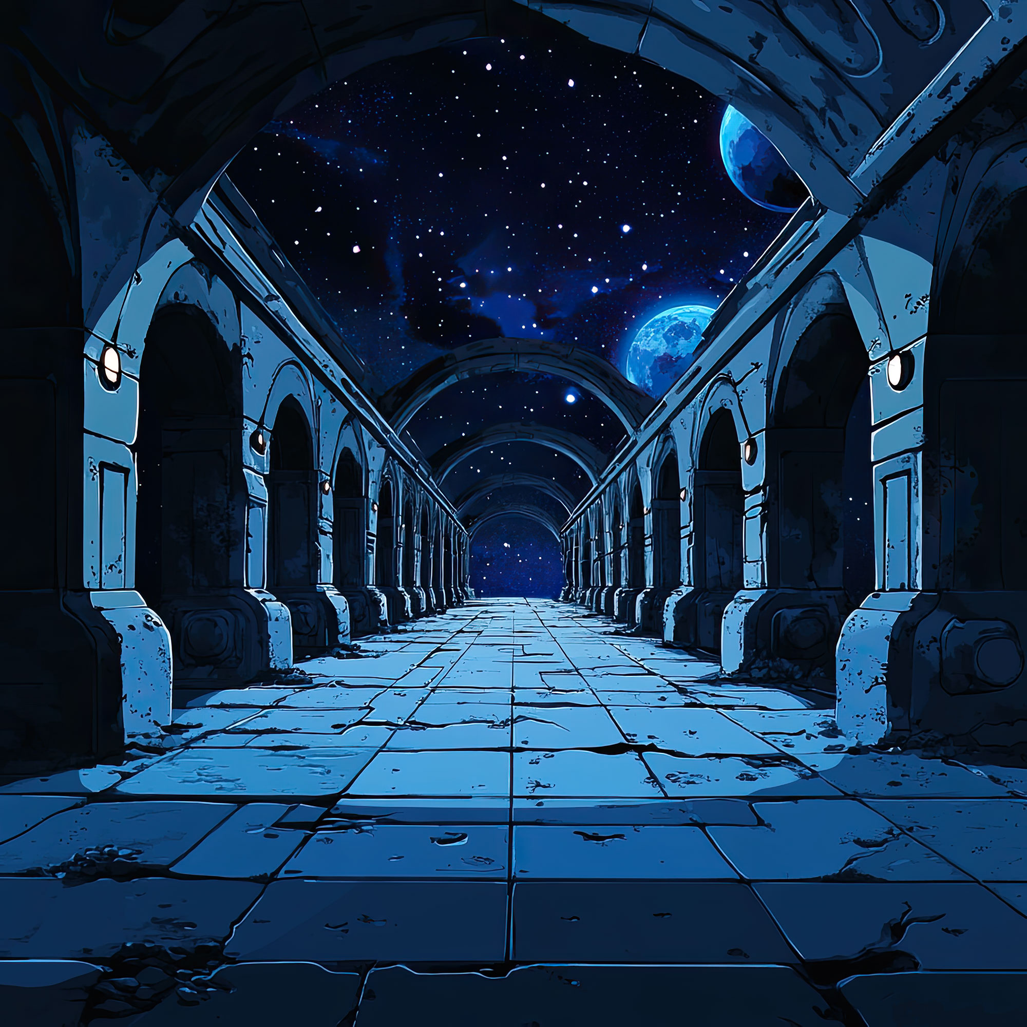 Preview for Starry-corridor-digital-art-interior-backdrop-background-a6e01
