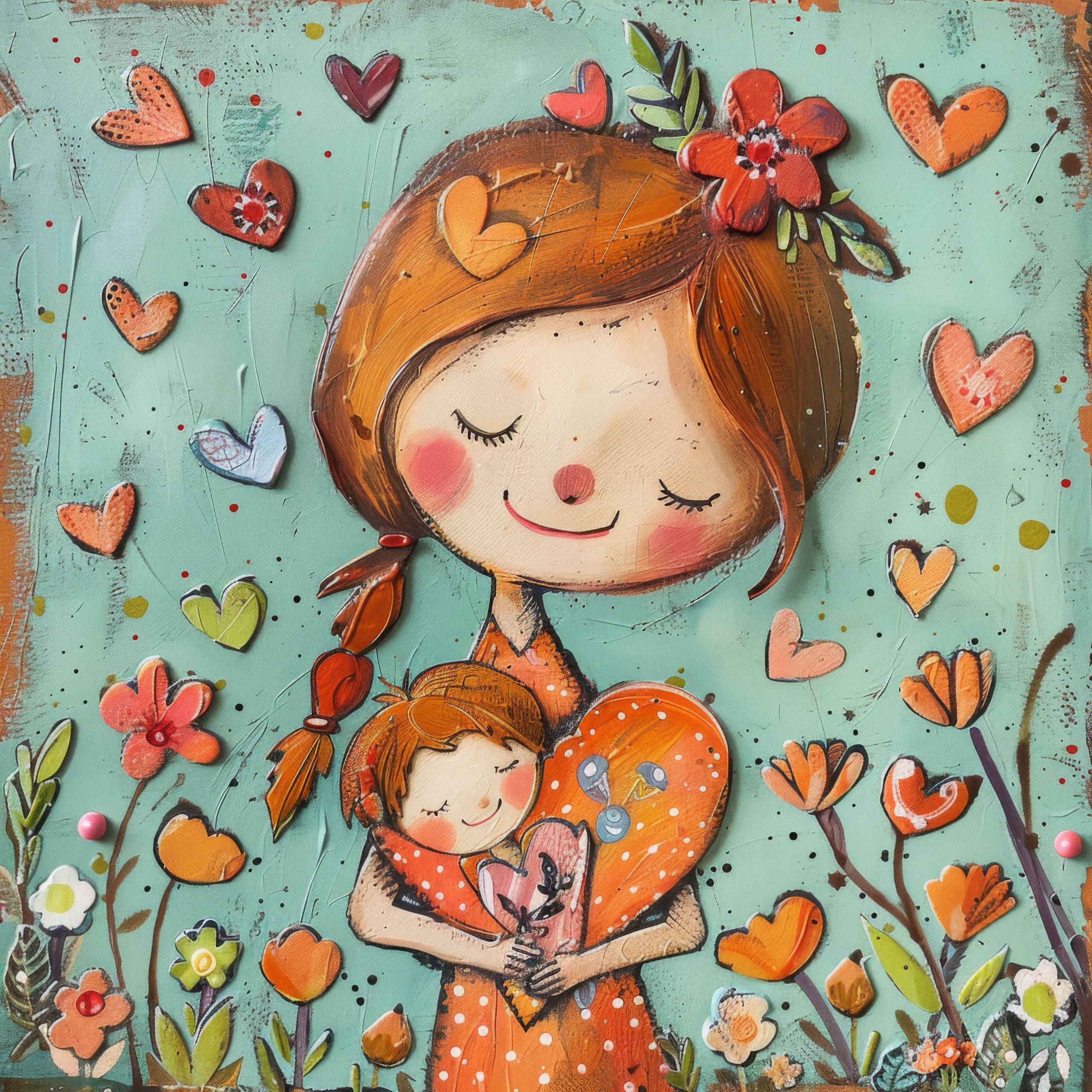 Preview for Whimsical-mother-child-art-mothers-day-background-03e43