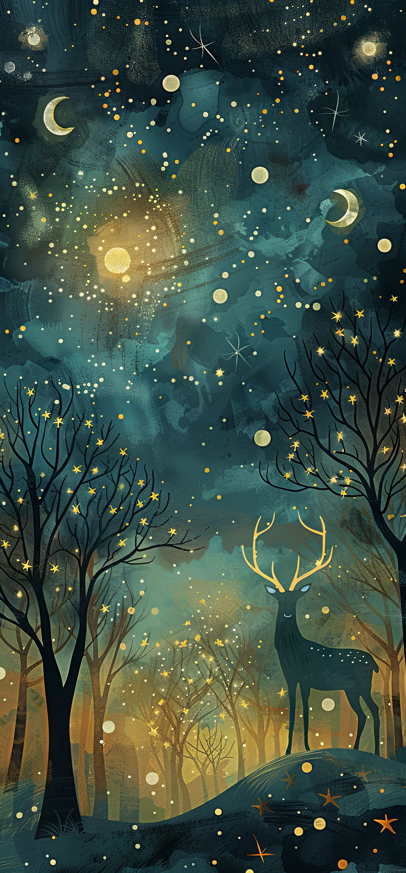 Preview for Whimsical-forest-deer-night-sky-astrophotography-phone-backgroun-afb73