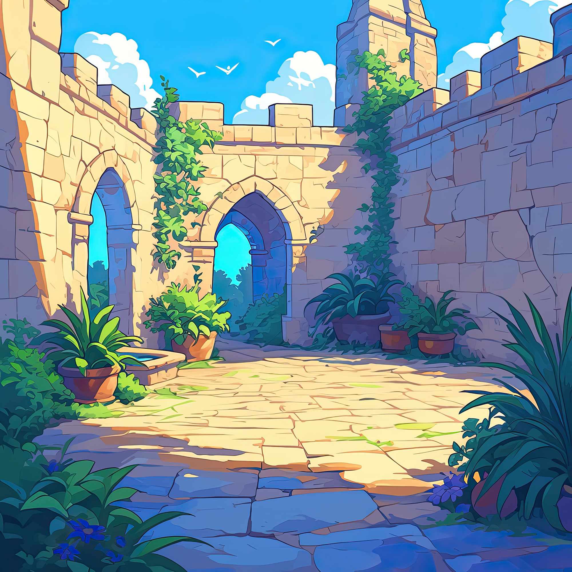Preview for Medieval-castle-courtyard-interior-backdrop-background-bbfbb