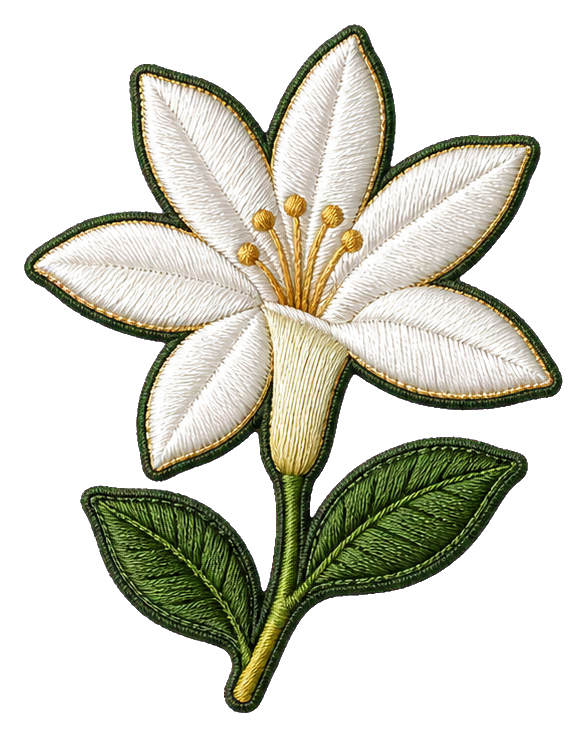 Preview for White Jasmine Embroidered Sticker Graphic