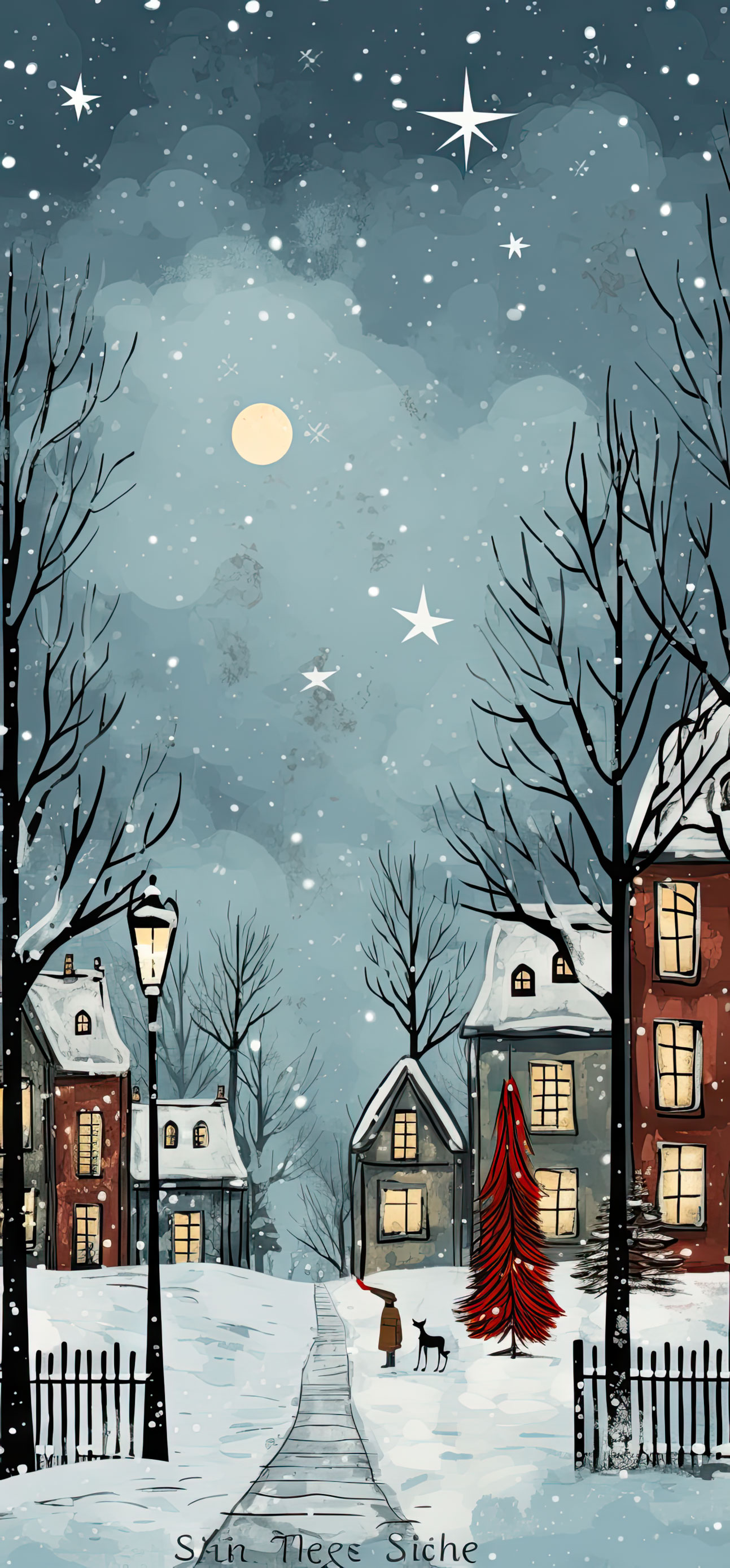 Preview for Winter-night-scene-illustration-christmas-phone-background-b98b5
