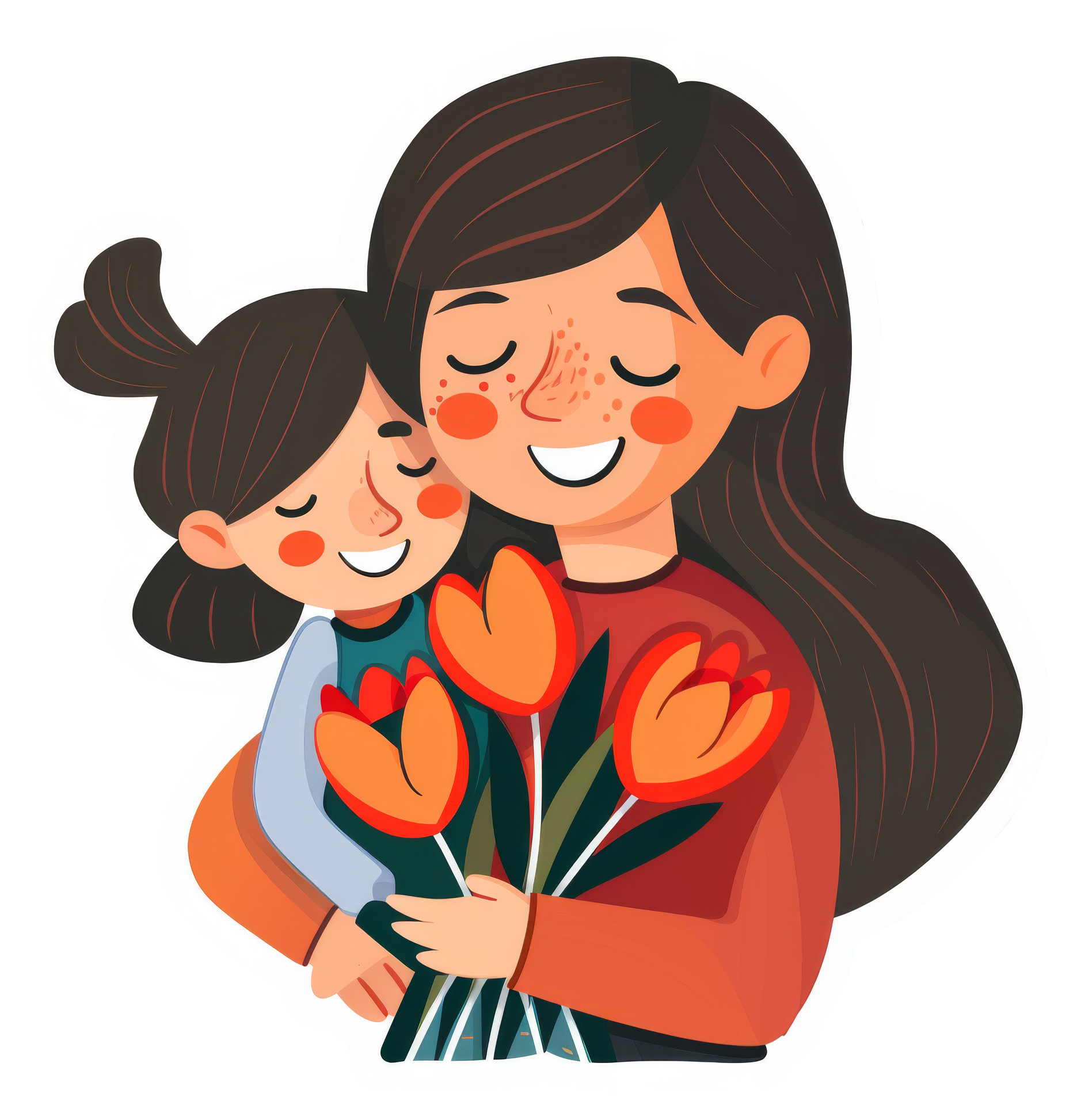 Preview for Mother-daughter-tulips-illustration-mothers-day-sticker-0247a