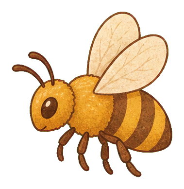 Golden honeybee sticker with cream wings and striped body