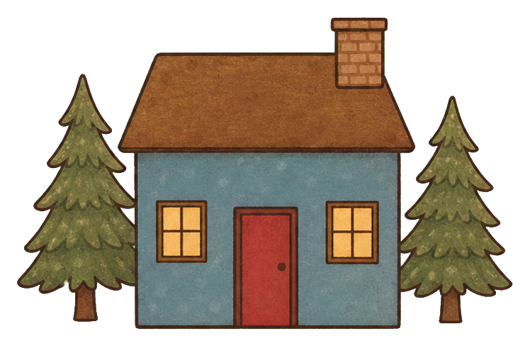 Preview for Dusty Blue Christmas Cabin Sticker