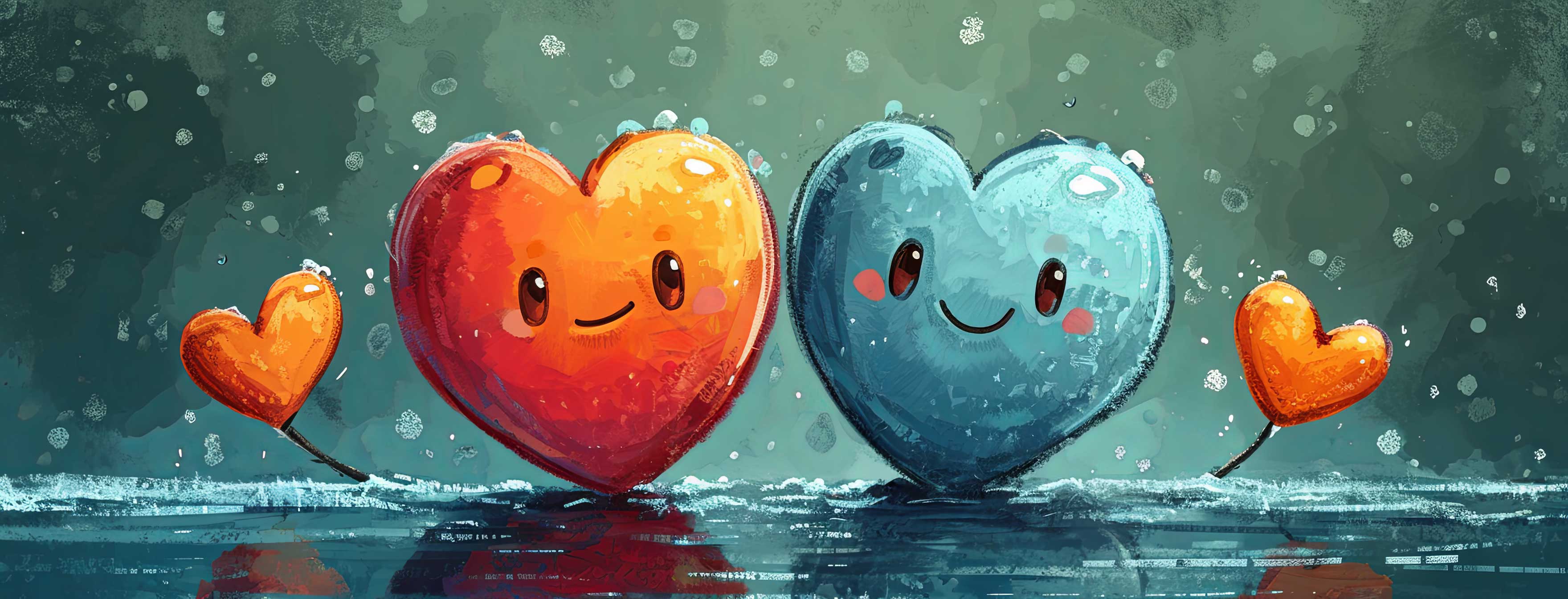 Preview for Cartoon-hearts-in-snow-heart-cover-background-30c70