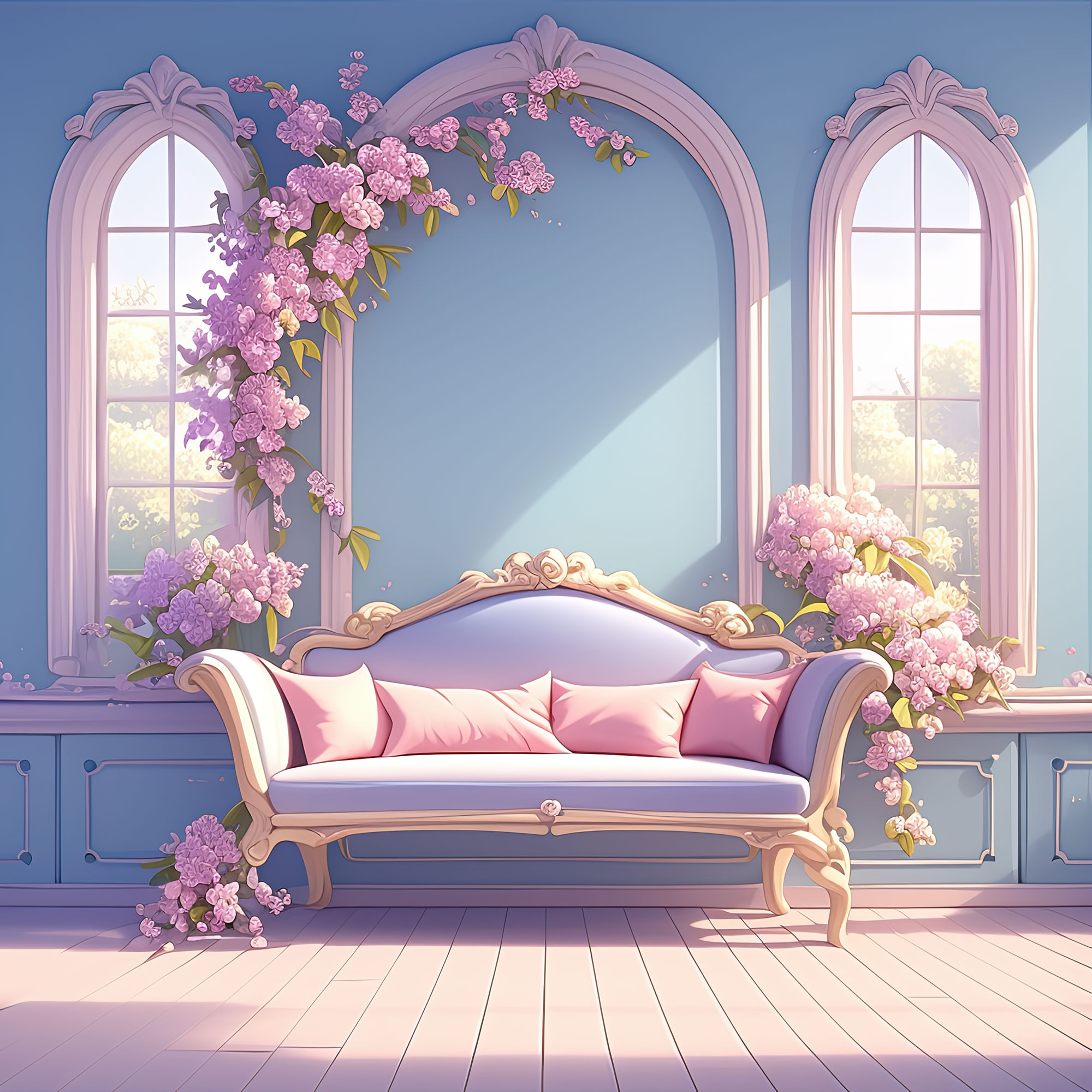 Preview for Elegant-floral-living-room-design-interior-backdrop-background-d3607