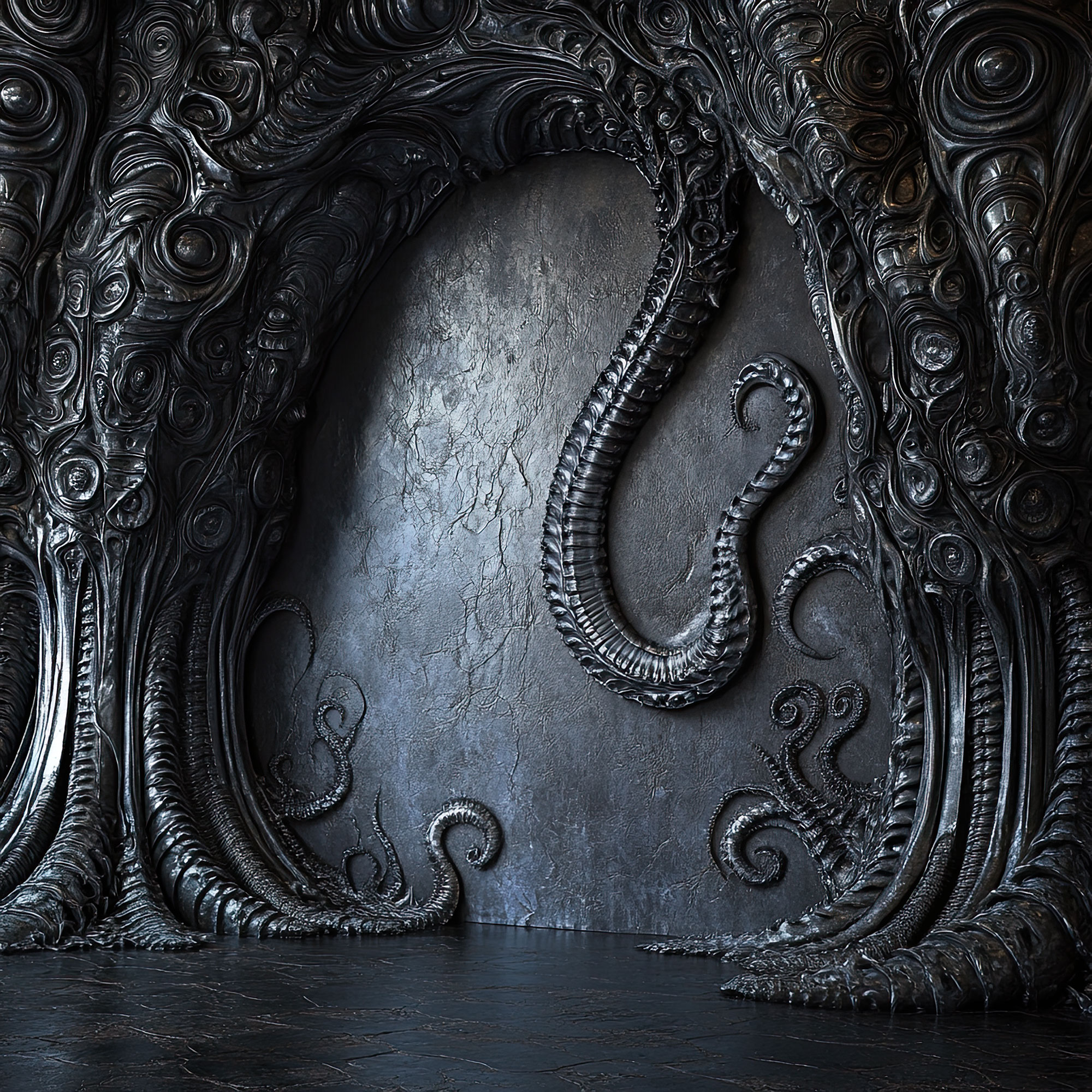 Preview for Ornate-metallic-archway-tentacle-design-spooky-backdrop-backgrou-41fd6