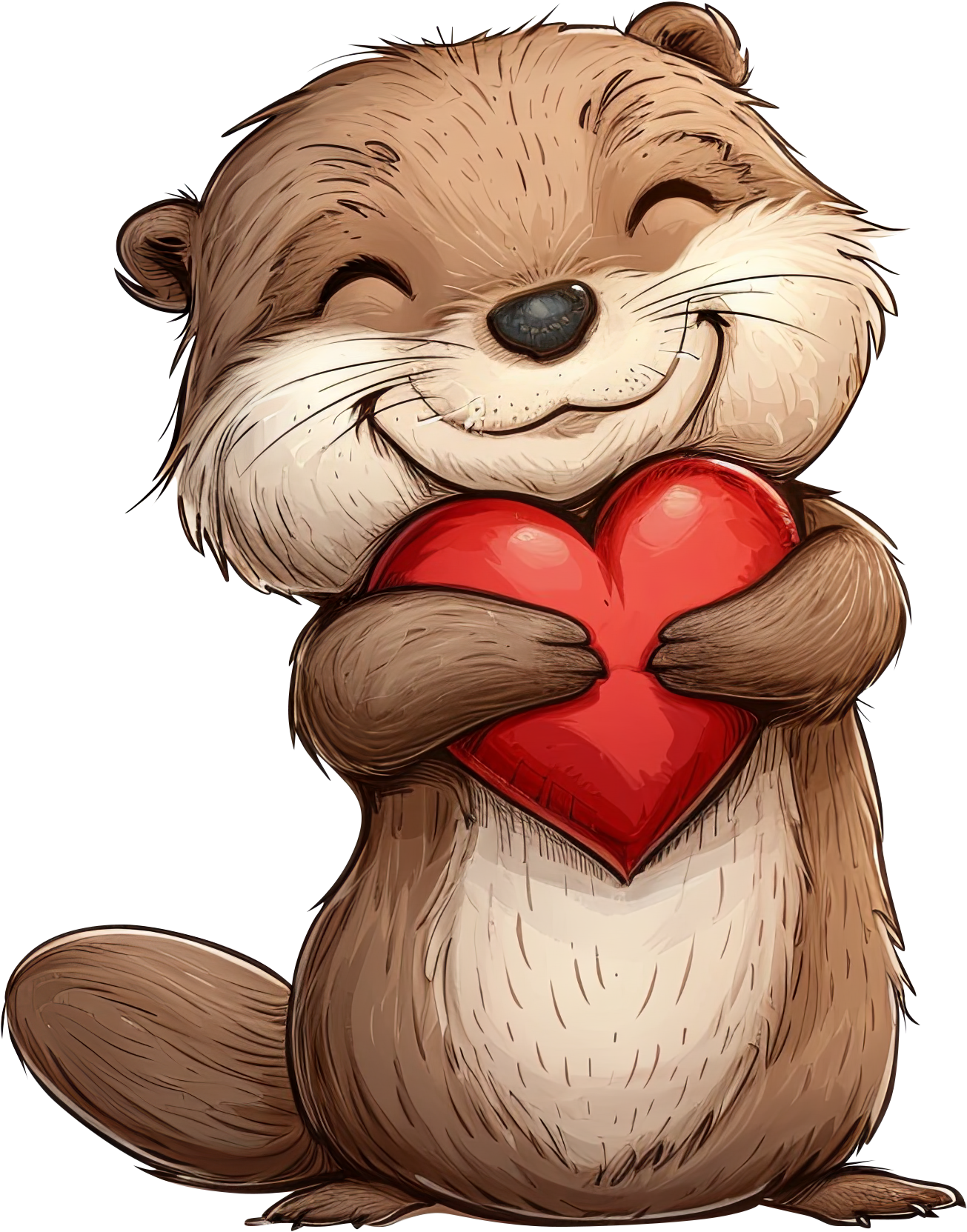 Preview for Cartoon-otter-heart-love-characters-sticker-450b0