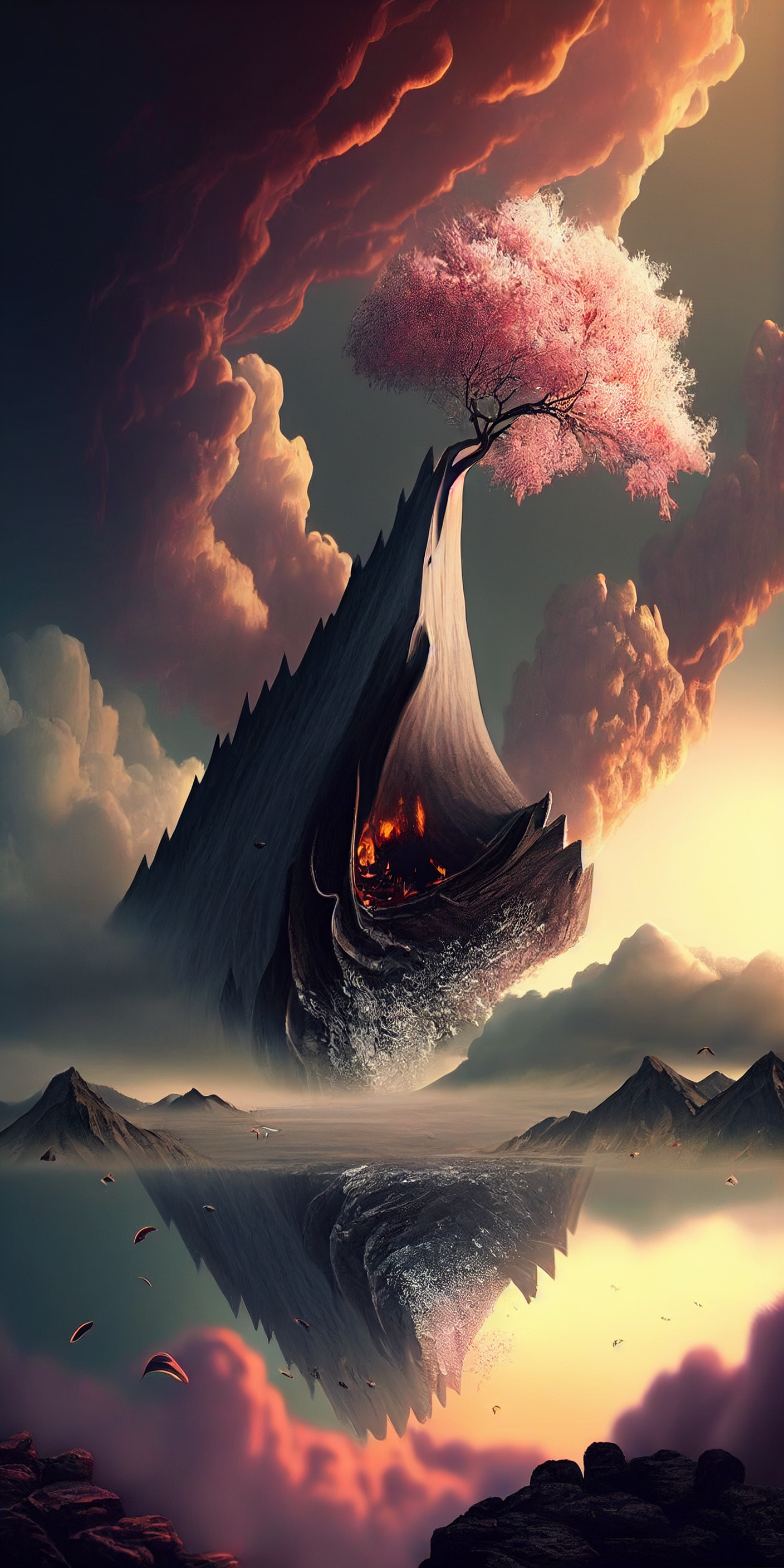Preview for Surreal-volcanic-landscape-ai-phone-background-b59bb