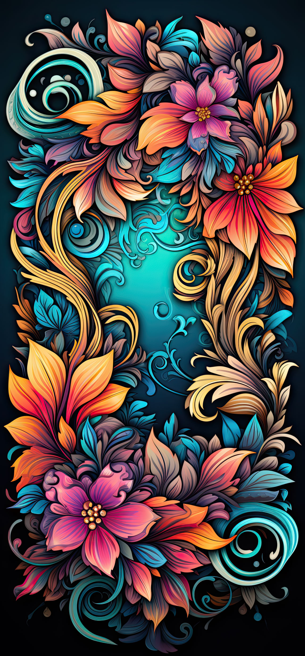 Preview for Vibrant-floral-design-template-christmas-phone-background-214b5