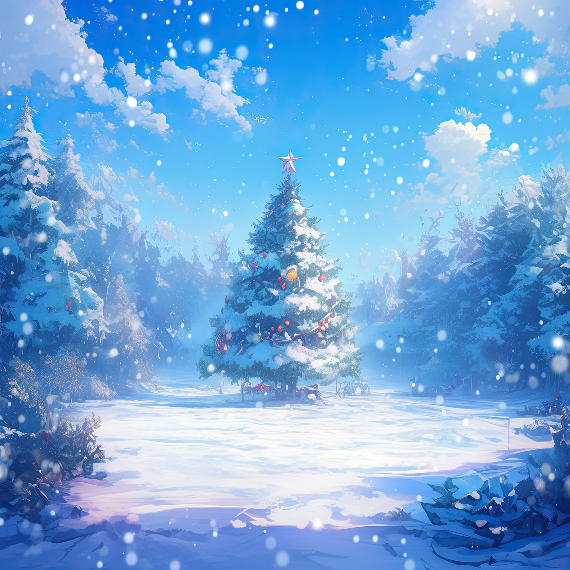 Preview for Winter-christmas-tree-scene-christmas-backdrop-background-05736