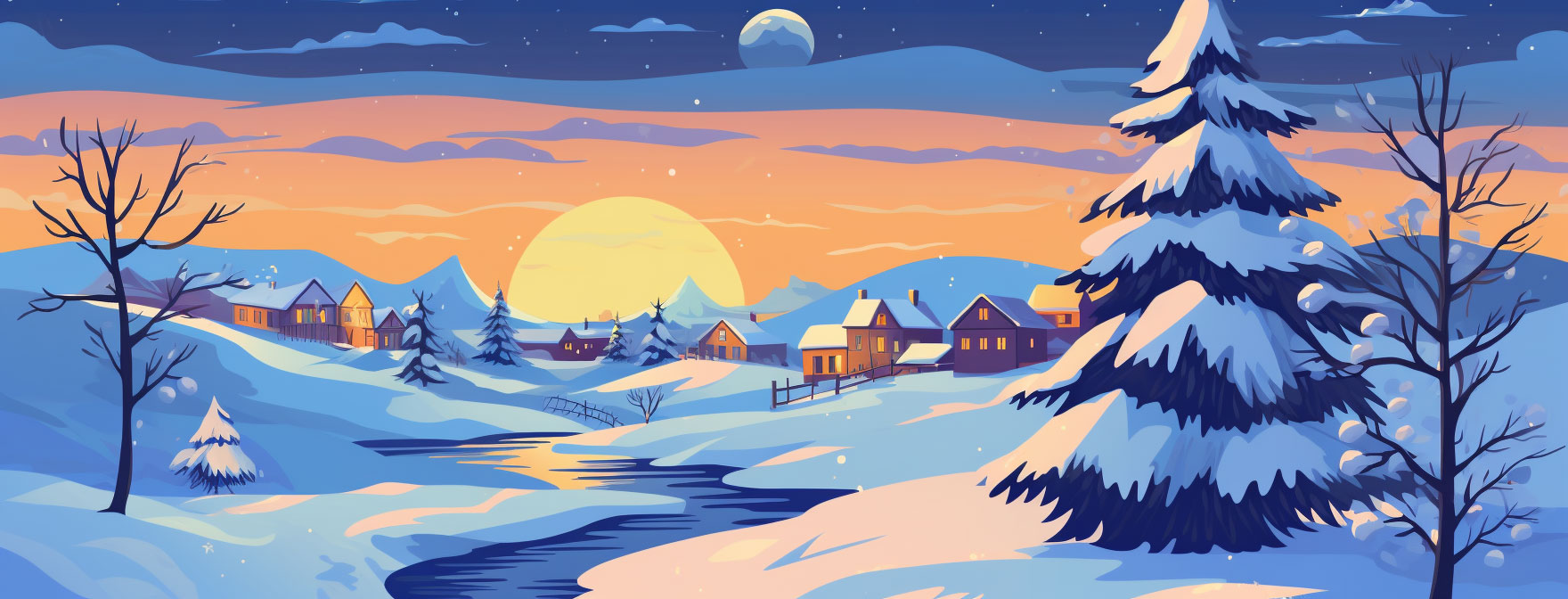 Preview for Winter-landscape-at-sunset-christmas-cover-background-ddbf1