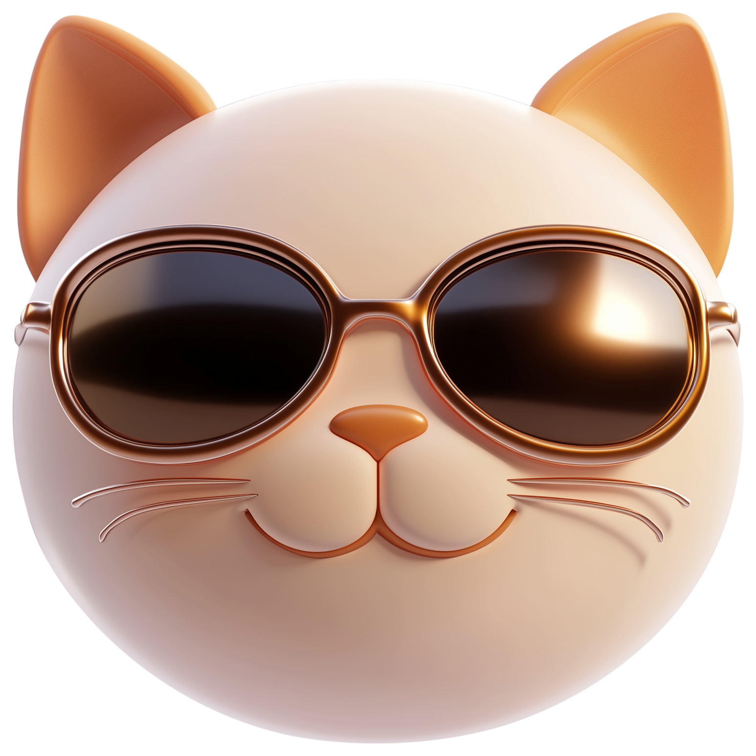 Round 3D cat emoji sticker wearing dark sunglasses