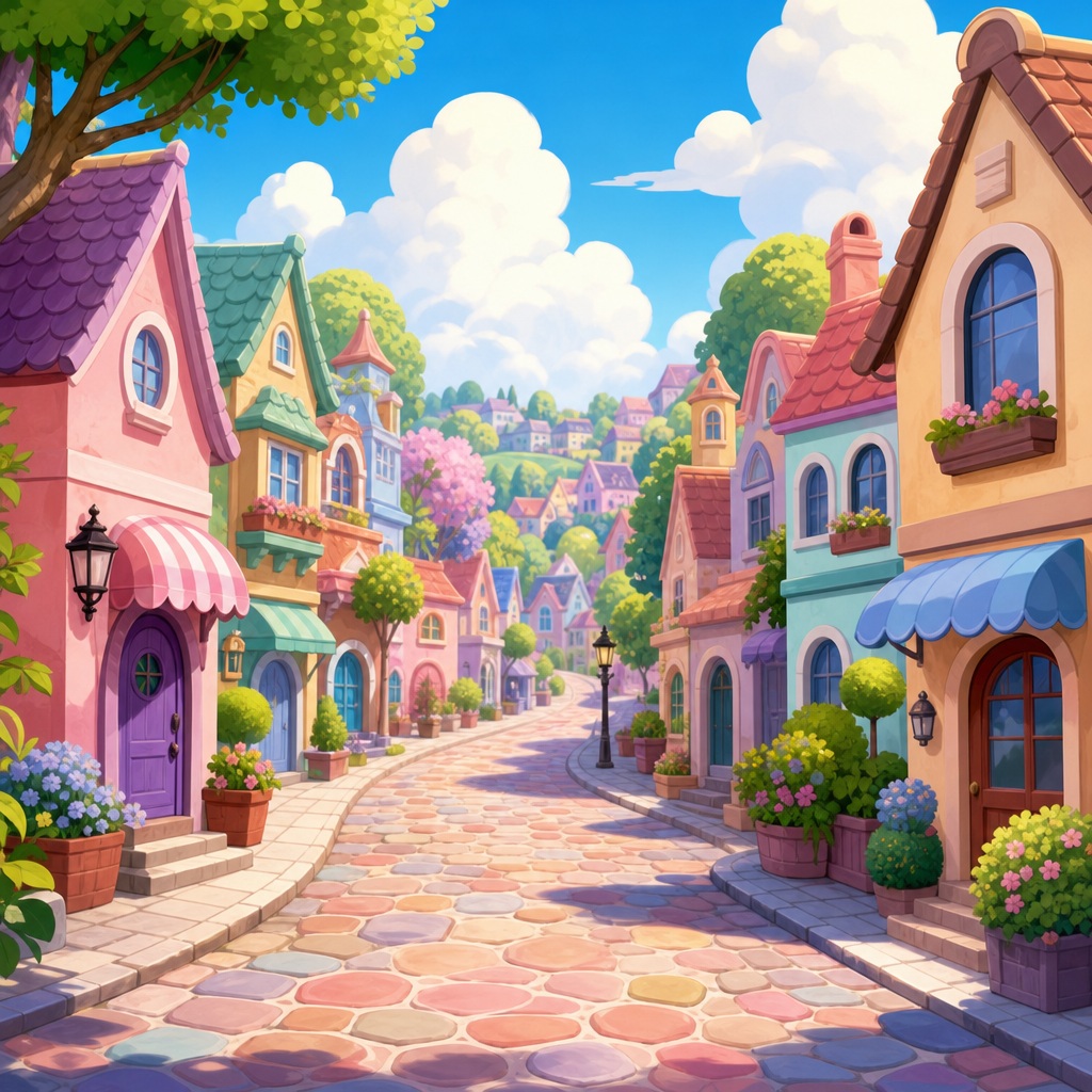 Preview for Pastel Cartoon Town Background