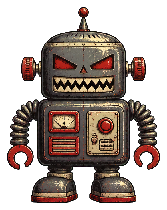 Preview for Grinning Tin Tyrant Evil Robot Sticker