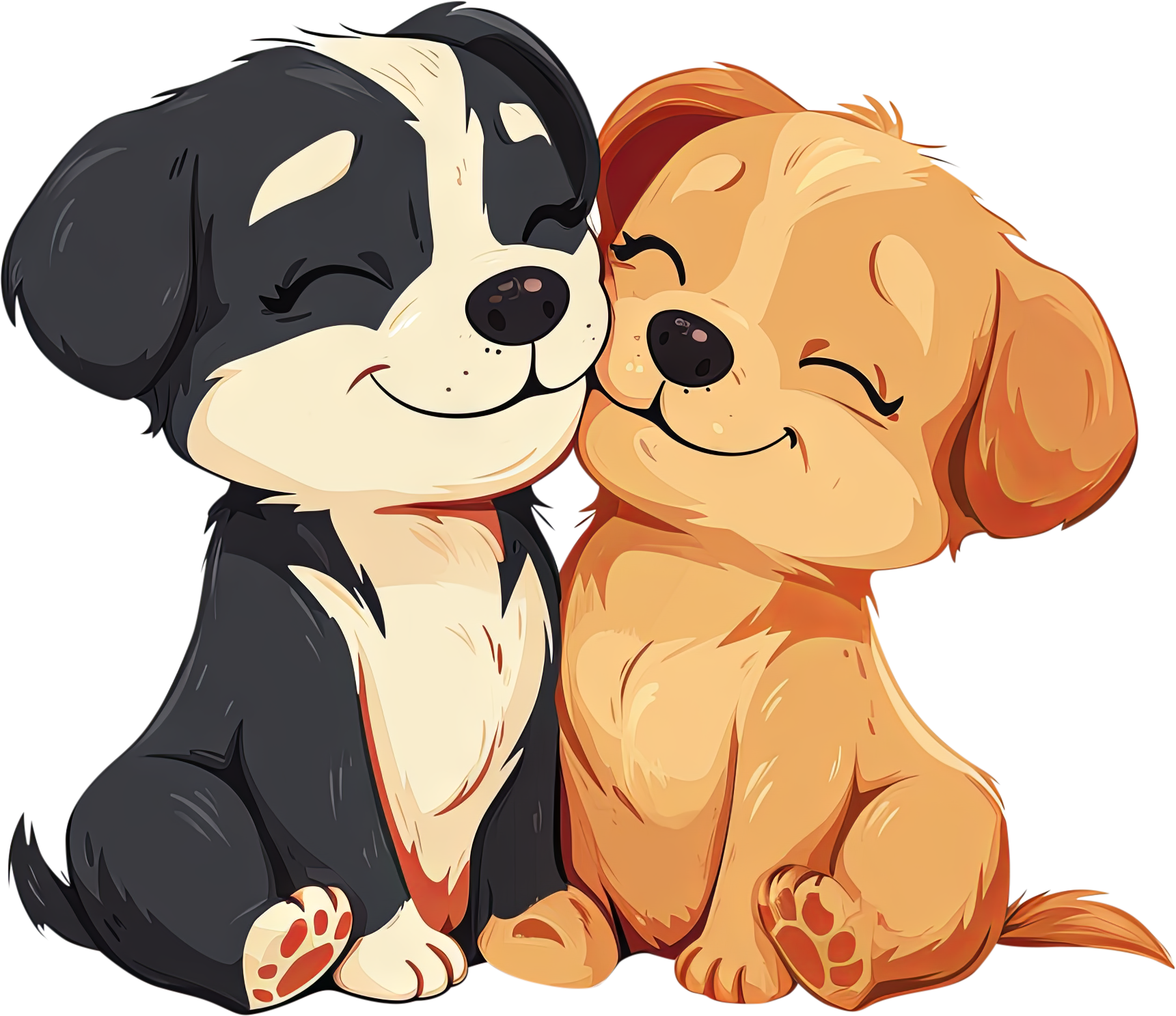 Preview for Cute-puppies-together-illustration-love-characters-sticker-12bf1