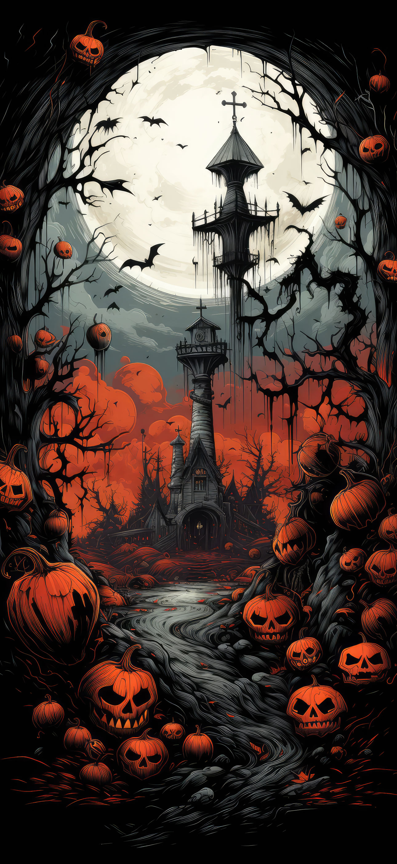 Preview for Halloween-night-tower-scene-halloween-phone-background-949e8