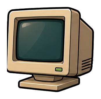 Vintage beige computer monitor with a blank dark screen on a stand