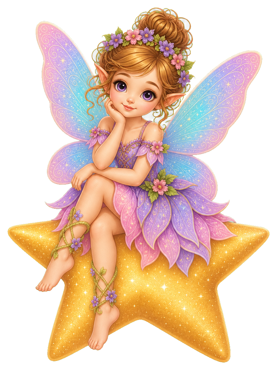 Preview for Fairy Sitting On Star Sticker Graphic