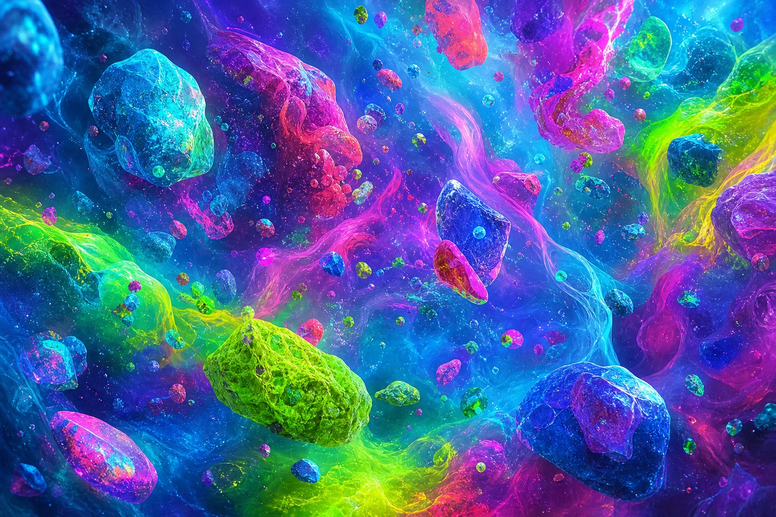 Preview for Electric Neon Rainbow Asteroid Garden Background
